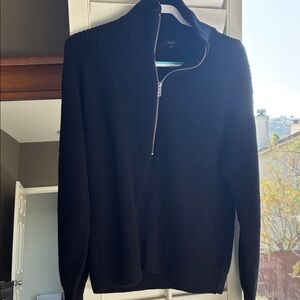 Quince 100% Merino Wool Black 1/4 Zip-Up Sweater